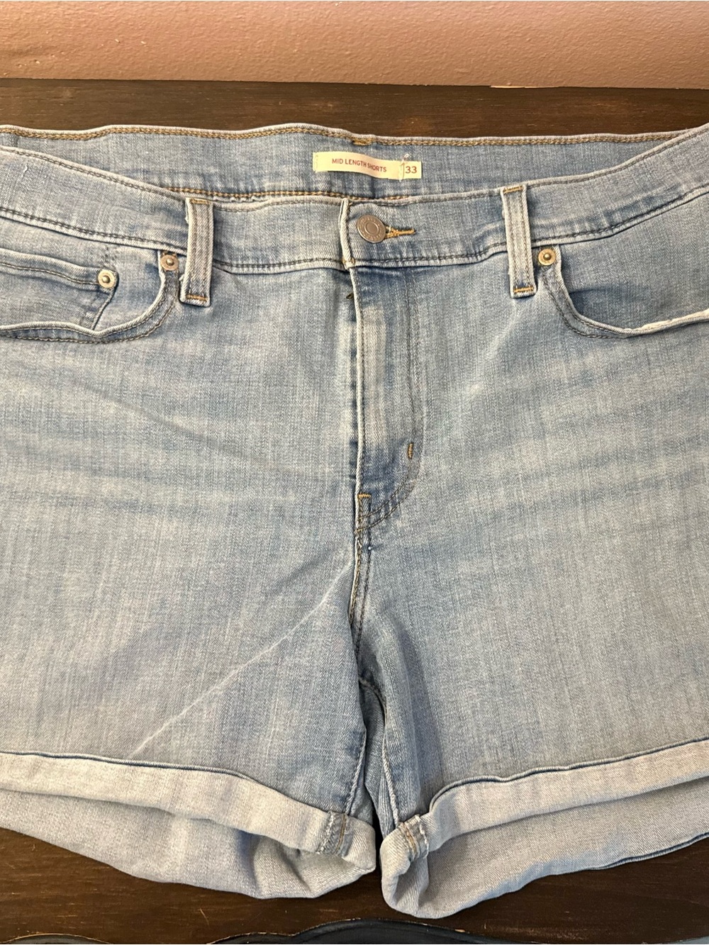 Levi's Light Blue Denim Cuffed Jean Shorts